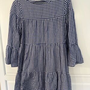 Zara- Blue and White Checkered Ladies Dress-XS